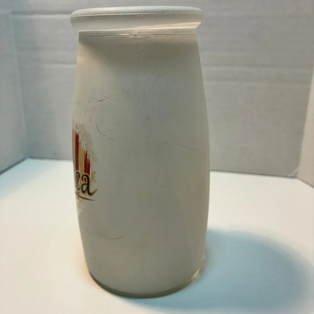 USA Patriotic America Flag Frosted Glass Can Shaped Tumbler 4th July Decor Party